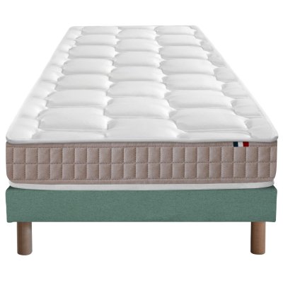I D LITERIE Ensemble matelas 100% latex5 zones sommier vert 90x190