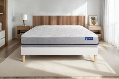 ACTISOM Ensemble matelas 140x200 ACTILATEX SOFT 3zones de confort + sommier KIT blanc