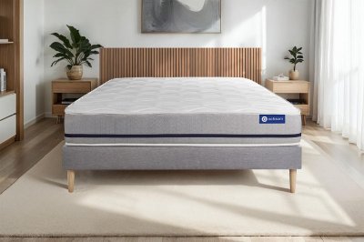 ACTISOM Ensemble matelas 160x200 ACTIMEMO SOFT 3zones de confort + sommier KIT gris 