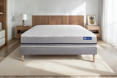 ACTISOM Ensemble matelas 180x200 ACTILATEX SOFT 3zones de confort + sommier KIT gris