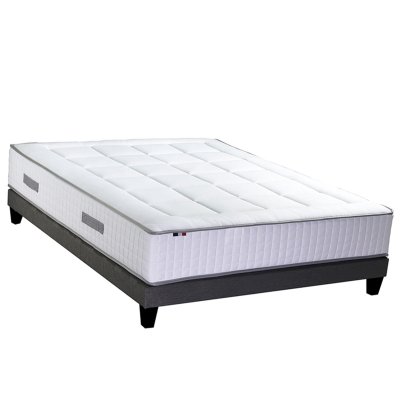GENERIQUE Ensemble matelas 7 zones memoire forme sommier gris 140x190