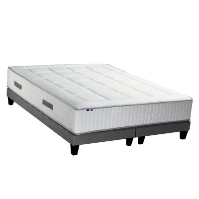 IDLITERIE Ensemble matelas 7 zones memoire forme sommier gris 160x200