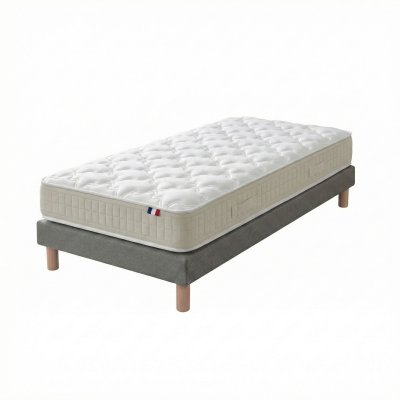 IDLITERIE Ensemble matelas 90 x 190 - 100% latex 3 zones PURE avec sommier gris