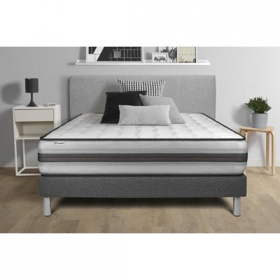 VITALIT Ensemble matelas 90 x 200 cm M&eacute;moire de forme VITALPOWER RECOVER - 26 cm - Equilibr&eacute; - sommier Gris