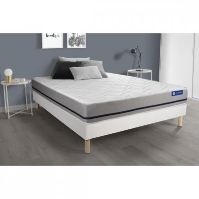 ACTISOM Ensemble matelas 90x190 ACTIFLEX SOFT 3zones de confort + sommier KIT blanc 