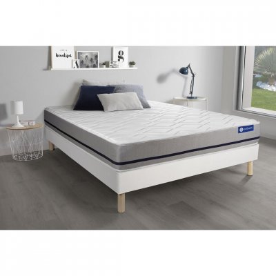 ACTISOM Ensemble matelas 90x190 ACTILATEX SOFT 3zones de confort + sommier KIT blanc