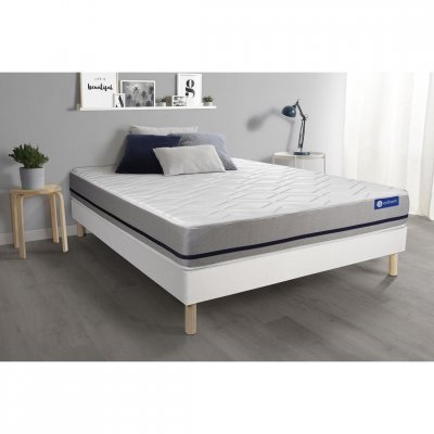 ACTISOM Ensemble matelas 90x190 ACTIMEMO SOFT 3zones de confort + sommier KIT blanc 