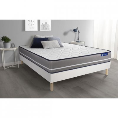 ACTISOM Ensemble matelas &agrave; m&eacute;moire ACTIMEMO PUR 90x190cm 3zones de confort + sommier KIT blanc 
