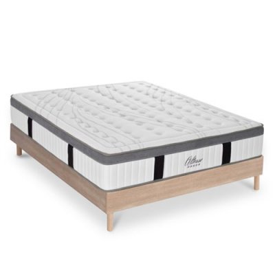  Ensemble matelas &agrave; M&eacute;moire de forme et sommier bois 140x190