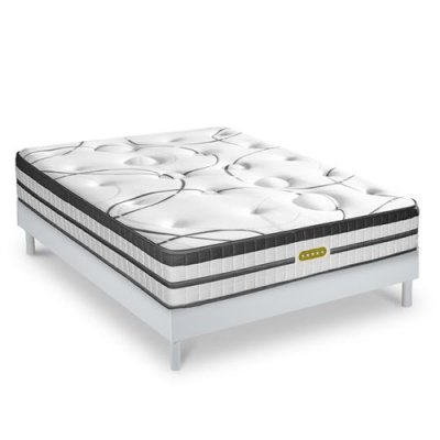  Ensemble Matelas &agrave; Ressorts ensach&eacute;s et sommier blanc 140x200