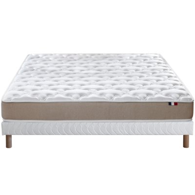 Ensemble matelas accueil latex 3 zones sommier blanc 140x190
