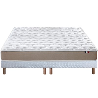 Ensemble matelas accueil latex 3 zones sommier blanc 160x200