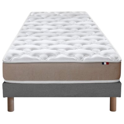 I D LITERIE Ensemble matelas accueil latex 3 zones sommier gris 90x190