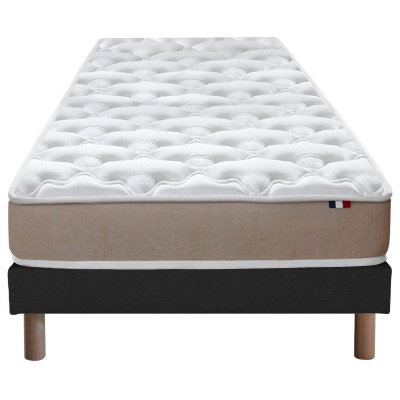 I D LITERIE Ensemble matelas accueil latex 3 zones sommier noir 90x190