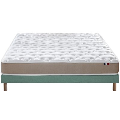 Ensemble matelas accueil latex 3 zones sommier vert 140x190