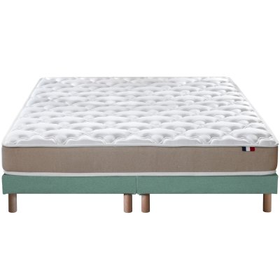 Ensemble matelas accueil latex 3 zones sommier vert 160x200