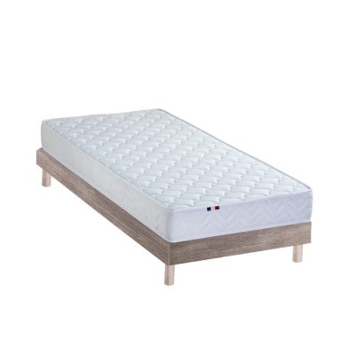 IDLITERIE Ensemble Matelas accueil latex sommier en Kit Ch&ecirc;ne gris 90x200
