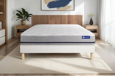 ACTISOM Ensemble matelas ACTIFLEX SOFT 3 zones de confort sommier KIT blanc