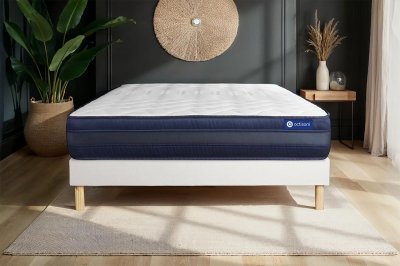 ACTISOM Ensemble matelas ACTIFLEX TECH Memoire de forme Maxi epaisseur 5 zones de confort sommier KIT blanc