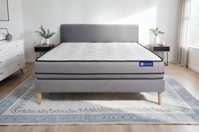 ACTISOM Ensemble matelas ACTILATEX 2 faces a M&Eacute;MOIRE DE FORME LATEX 3zones de confort sommier KIT gris