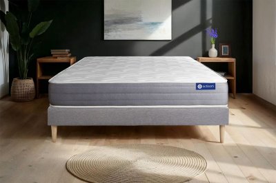 ACTISOM Ensemble matelas ACTILATEX DREAM Latex et memoire de forme 5 zones de confort sommier KIT gris