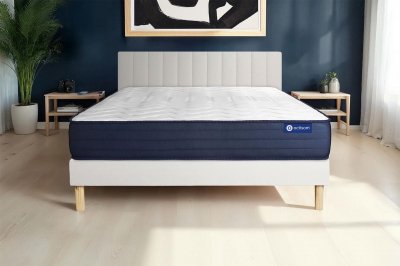 ACTISOM Ensemble matelas ACTILATEX LIFE Latex et Memoire de forme 5zones de confort et sommier KIT blanc
