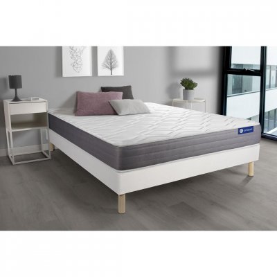 ACTISOM Ensemble matelas ACTIMEMO DREAM m&eacute;moire de forme 90x190 cm 5zones de confort + sommier KIT blanc 
