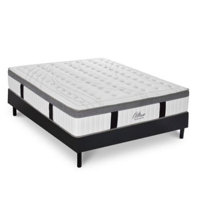  Ensemble Matelas Altesse Mousse HD Accueil M&eacute;moire - 26 cm et Kit Bois Noir - 90 x 200 cm