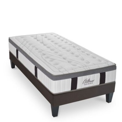MAISON AUBERTIN Ensemble Matelas Altesse Mousse HD Accueil M&eacute;moire de Forme Ferme et sommier en kit 90x200cm