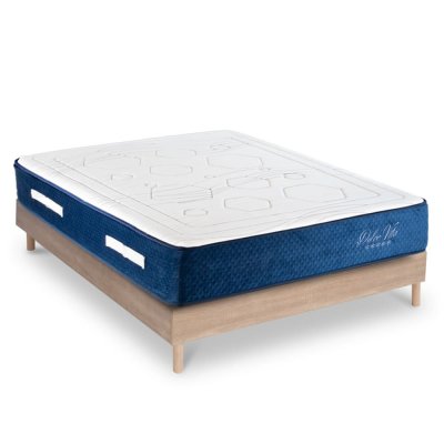 MAISON AUBERTIN Ensemble Matelas Dolce Vita Ressorts ensach&eacute;s Accueil m&eacute;moire 28cm et Sommier Kit Bois 180x200cm