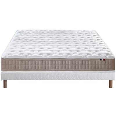 SELENIA Ensemble Matelas Latex 3 Zones Pure + Sommier 140x190 Sommier Blanc