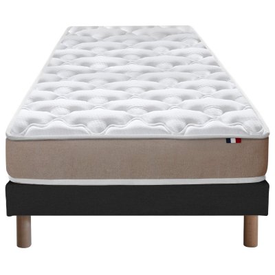 IDLITERIE Ensemble matelas latex 3 zones sommier noir 90x190