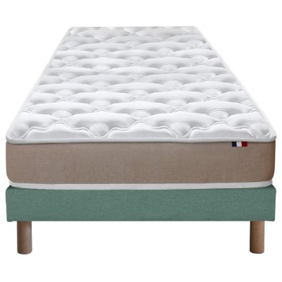 IDLITERIE Ensemble matelas latex 3 zones sommier vert 90x190
