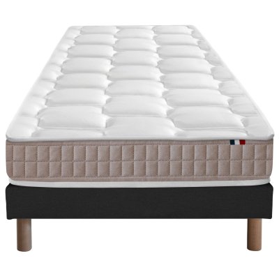 I D LITERIE Ensemble Matelas Latex 5 Zones Originel + Sommier 90x190 Noir