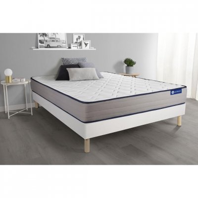 ACTISOM Ensemble matelas M&eacute;moire de forme ACTIMEMO FORM 90x200 cm 5zones de confort + sommier KIT blanc