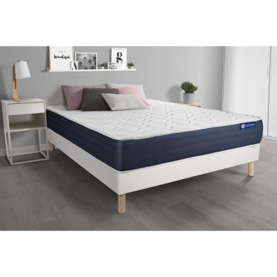 ACTISOM Ensemble matelas M&eacute;moire de forme ACTIMEMO SLEEP 90x200 5zones de confort + sommier KIT blanc 