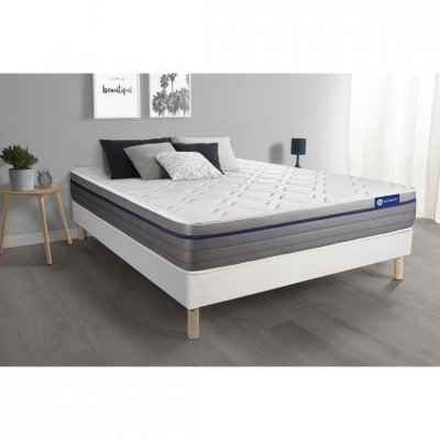 ACTISOM Ensemble matelas Memoire de forme ACTIMEMO ZEN Maxi epaisseur 7 zones de confort sommier KIT blanc
