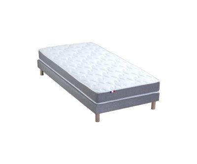 IDLITERIE Ensemble matelas m&eacute;moire de forme gris sommier gris 90x190