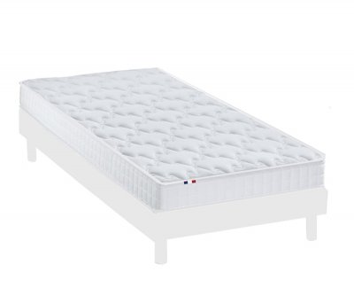 IDLITERIE Ensemble Matelas m&eacute;moire de forme Sommier en Kit Blanc 90x190