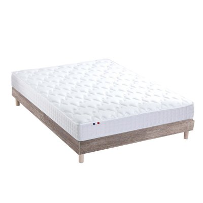 IDLITERIE Ensemble Matelas m&eacute;moire de forme Sommier en Kit Ch&ecirc;ne clair 140x190