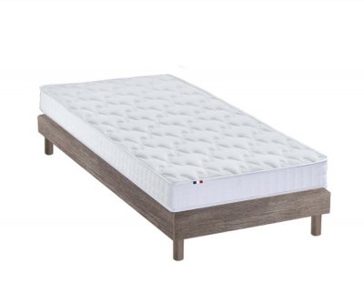 IDLITERIE Ensemble Matelas m&eacute;moire de forme Sommier en Kit Ch&ecirc;ne gris 90x190