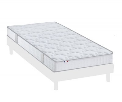 IDLITERIE Ensemble Matelas M&eacute;moire de forme + Sommier Kit Blanc 90x190