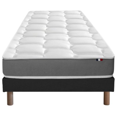 I D LITERIE Ensemble matelas m&eacute;moire de forme sommier noir 90x190