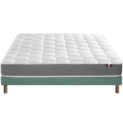 Ensemble matelas m&eacute;moire de forme sommier vert 140x190