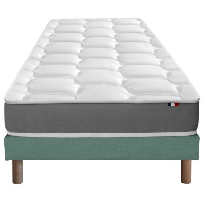I D LITERIE Ensemble matelas m&eacute;moire de forme sommier vert 90x190