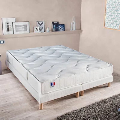 M&S Ensemble Matelas Mousse &agrave; m&eacute;moire de forme Bi-confort Fabriqu&eacute; en France Dimensions - 160 x 200 cm 