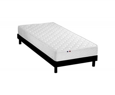 IDLITERIE Ensemble Matelas Mousse Accueil Latex Initial Sommier En Kit Anthracite 90x200