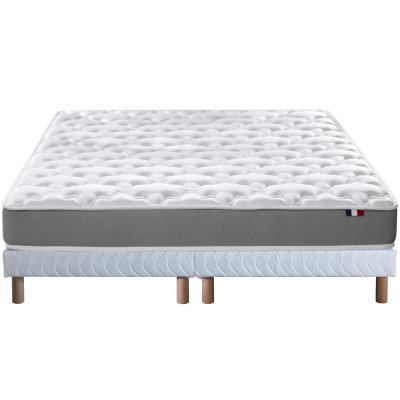 Ensemble matelas mousse ferme sommier blanc 160x200