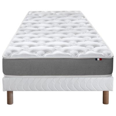 I D LITERIE Ensemble matelas mousse ferme sommier blanc 90x190