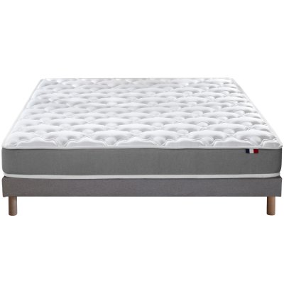 Ensemble matelas mousse ferme sommier gris 140x190